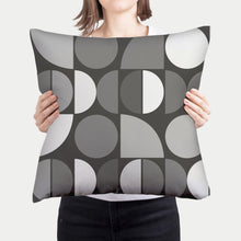 Load image into Gallery viewer, Mid century gray pillow, neutral abstract design cover or cover with  insert, abstract shapes modern pillow, home accent pillow