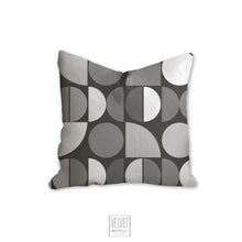 Load image into Gallery viewer, Mid century gray pillow, neutral abstract design cover or cover with  insert, abstract shapes modern pillow, home accent pillow