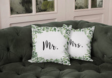 Load image into Gallery viewer, Mr and Mrs pillows, wedding decor, wedding gift, set of 2, cover only or cover and insert, bride and goom housewarming gift, interior decor