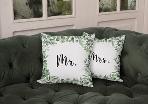 Mr and Mrs pillows, wedding decor, wedding gift, set of 2, cover only or cover and insert, bride and goom housewarming gift, interior decor