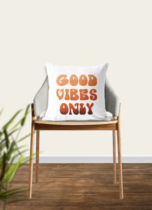 Good vibes only pillow, orange colors, groovy, Boho pillow, retro pillow, throw pillow, home decor, pillow cover and insert, accent pillow