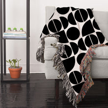 Load image into Gallery viewer, Mid Century throw blanket, Black And White Modern Accent Made Of 100% Cotton. Stylish And Unique Decor